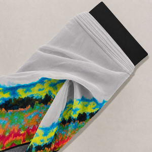 Light Grey & Vibrant Multi-Color Abstract Vibrant Horizon Print Fabric