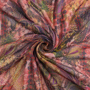 Multicolour Patchwork & Gold & Purple Paisley Patchwork Print Fabric