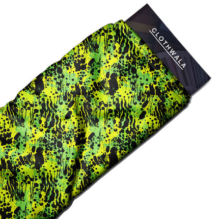 Trendy Electric Abstract Jungle Drip uSoft Satin Printed Fabric