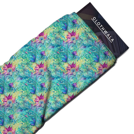 Limited Edition Enchanted Floral Botanica Soft Crepe Printed Fabric