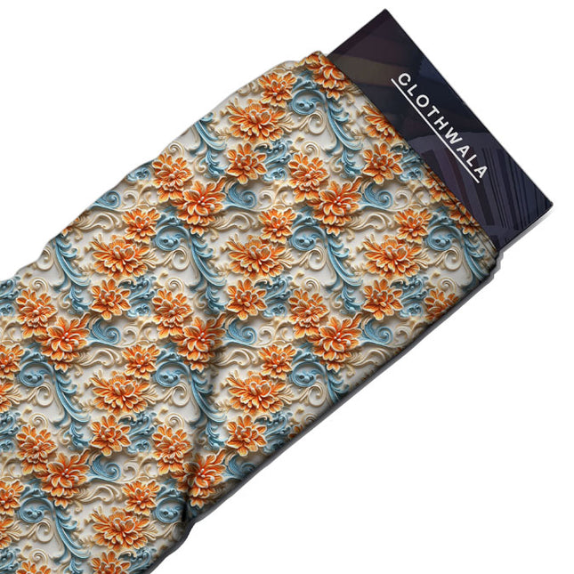 Luxury Floral Flourish Charm Soft Crepe Printed Fabric