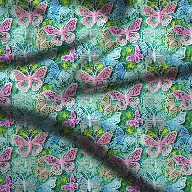 Luxury Lacy Nature Fantasy Soft Crepe Printed Fabric