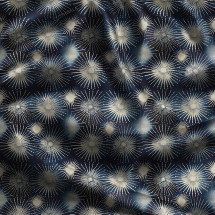 Bestseller Midnight Abstract Sea Urchins uSoft Satin Printed Fabric