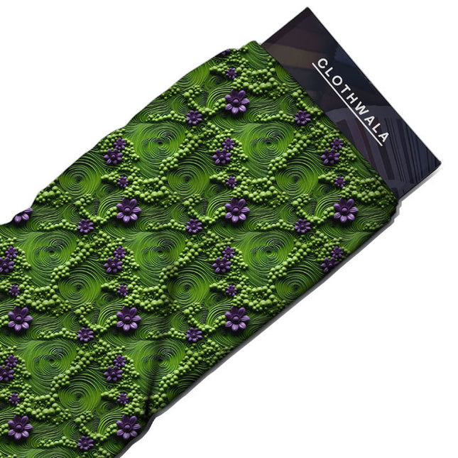 Limited Edition Floral Enchanted Fern Whirls Soft Crepe Printed Fabric