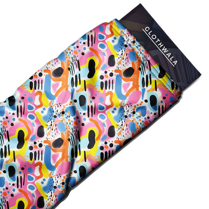 Premium Whimsical Abstract Colorplay Melange uSoft Satin Printed Fabric