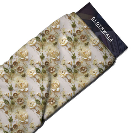 Limited Edition Vintage Floral Floral Whisper Soft Crepe Printed Fabric