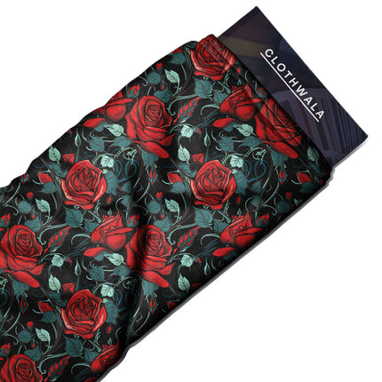 Hotpick Lovers' Floral Elegy uSoft Satin Printed Fabric