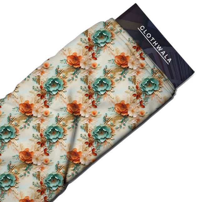 Luxury Autumnal Floral Vintage Elegance uSoft Satin Printed Fabric