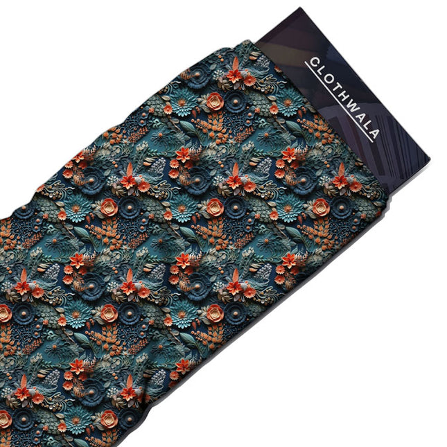 Limited Edition Floral Oceanic Garden Gala Soft Crepe Printed Fabric