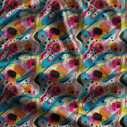 Bestseller Retro Abstract Rhythm Fiesta uSoft Satin Printed Fabric