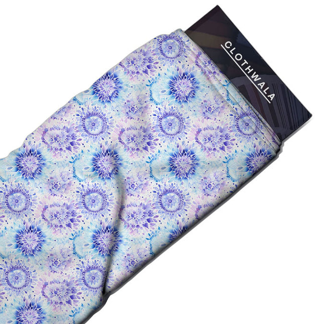 Luxury Floral Lilac Frost uSoft Satin Printed Fabric