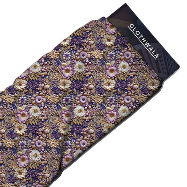 Latest Autumn Botanical Harvest Soft Crepe Printed Fabric