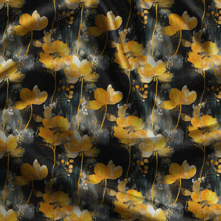 Bestseller Midnight Floral Blossom Rain uSoft Satin Printed Fabric