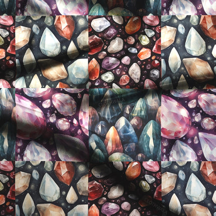 Latest Gemstone 3D Digital Mosaic Majesty Soft Crepe Printed Fabric