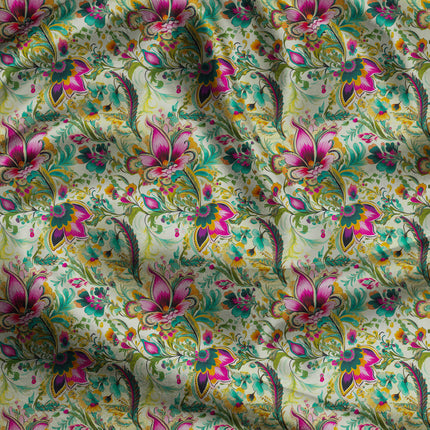 Bestseller Carnival Floral Fantasy uSoft Satin Printed Fabric