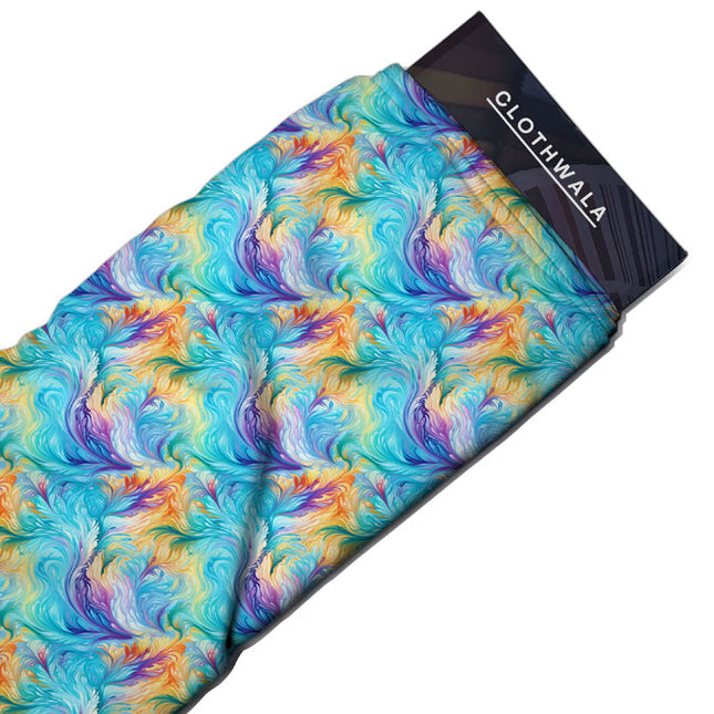 Premium Abstract Swirl Fantasy Soft Crepe Printed Fabric