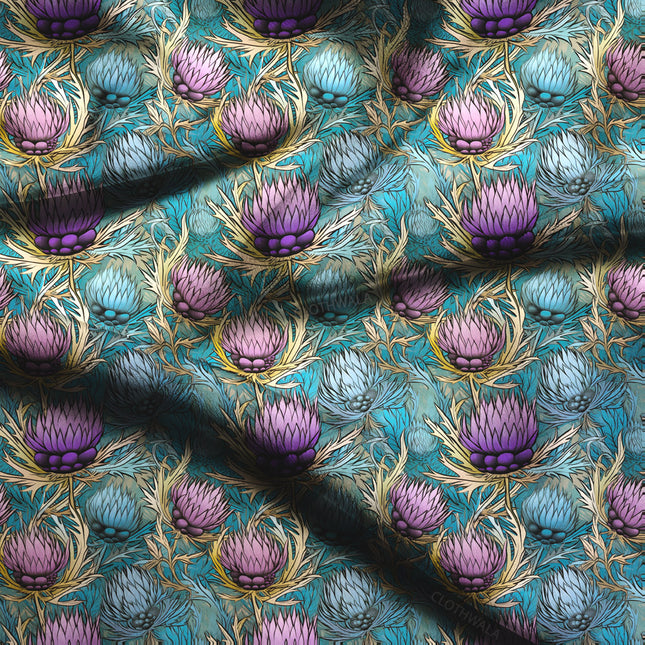 Hotpick Floral Thistle Harmony Soft Crepe Printed Fabric