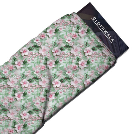 Elite Cherry Floral Charm Soft Crepe Printed Fabric