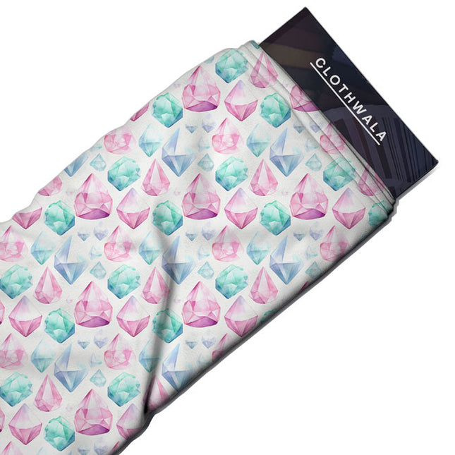 Premium Gemstone Geometric Mosaic uSoft Satin Printed Fabric