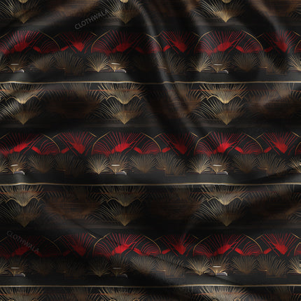 Must-Have Scarlet Abstract Fanfare uSoft Satin Printed Fabric