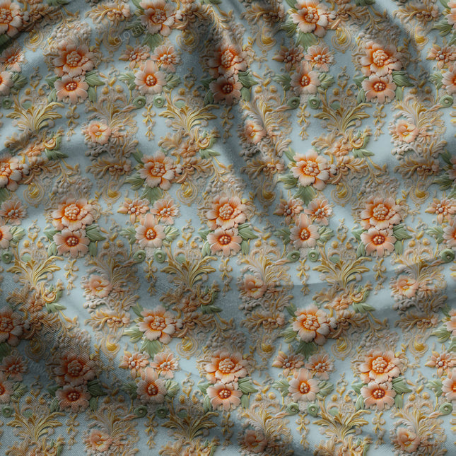 Luxury Blossom Floral Baroque Elegance uSoft Satin Printed Fabric