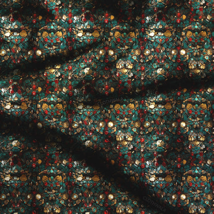 Bestseller Gemstone Abstract/Jeweled. Gala Soft Crepe Printed Fabric