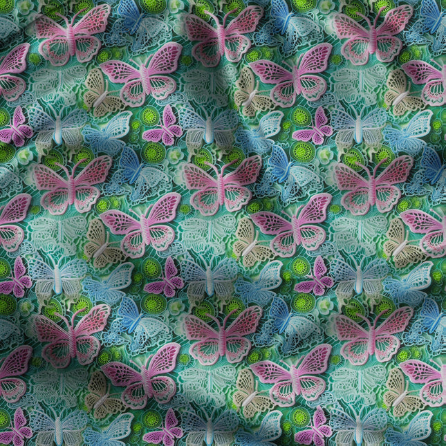 Luxury Lacy Nature Fantasy uSoft Satin Printed Fabric