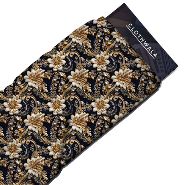 Limited Edition Floral Pearl Garden Soft Crepe Printed Fabric
