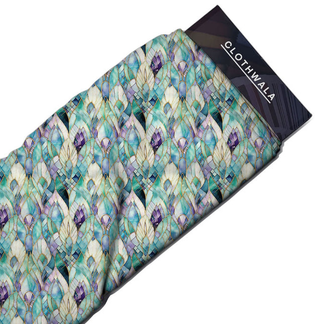 Premium Nouveau Art Nouveau Inspired Gemstone uSoft Satin Printed Fabric