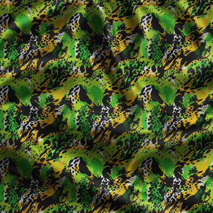 Latest Jungle Animal Print Graffiti Burst uSoft Satin Printed Fabric
