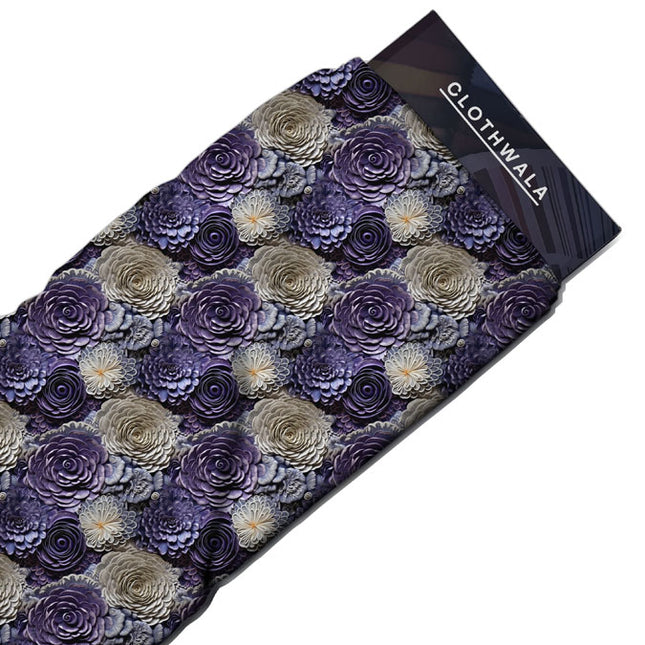 Latest Monochrome Bloom Elegance Soft Crepe Printed Fabric