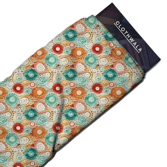 Luxury Aquatic Nature-Inspired Bloom uSoft Satin Printed Fabric