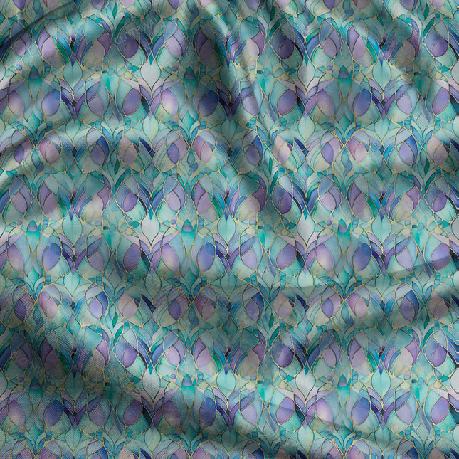 Hotpick Floral Stained Glass uSoft Satin Printed Fabric
