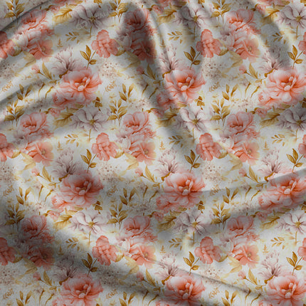 Bestseller Blush Floral Elegance uSoft Satin Printed Fabric