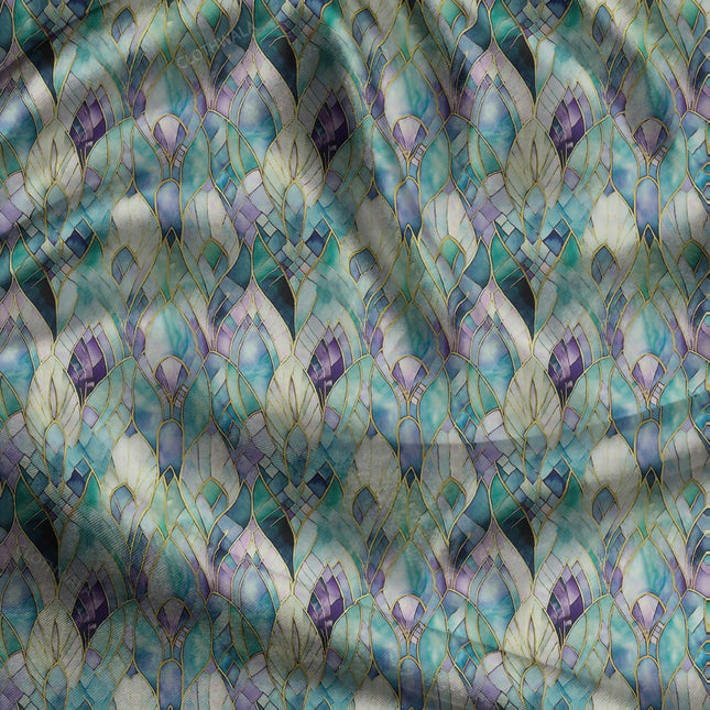 Premium Nouveau Art Nouveau Inspired Gemstone uSoft Satin Printed Fabric