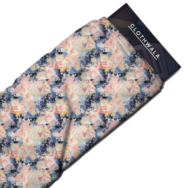 Latest Pastel Abstract Mosaic Soft Crepe Printed Fabric