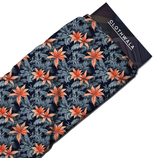 Exclusive Sunset Botanical. Palm Silhouettes Soft Crepe Printed Fabric