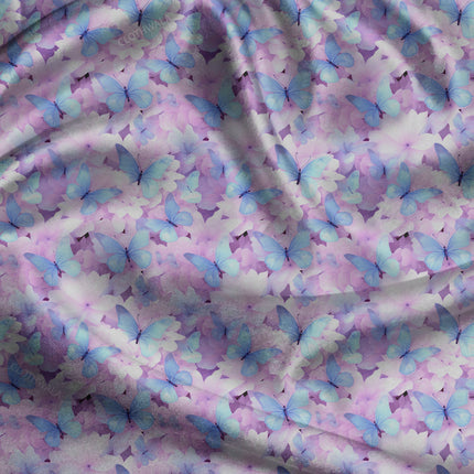Luxury Pastel Whimsical Nature Flutter uSoft Satin Printed Fabric