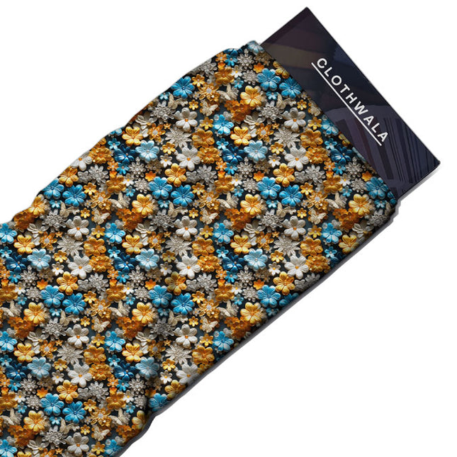 Exclusive Sunshine Floral Cascade Soft Crepe Printed Fabric