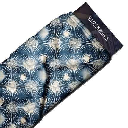Bestseller Midnight Abstract Sea Urchins uSoft Satin Printed Fabric