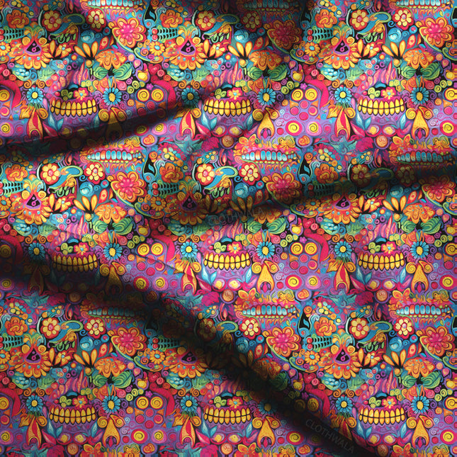 Premium Floral Carnival of Colors Soft Crepe Printed Fabric
