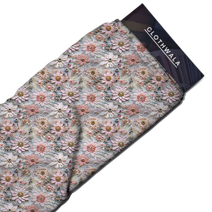 Trendy Vintage Floral Daisy Dream Soft Crepe Printed Fabric