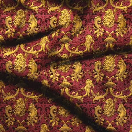 Latest Regal Baroque Lions Tapestry Soft Crepe Printed Fabric