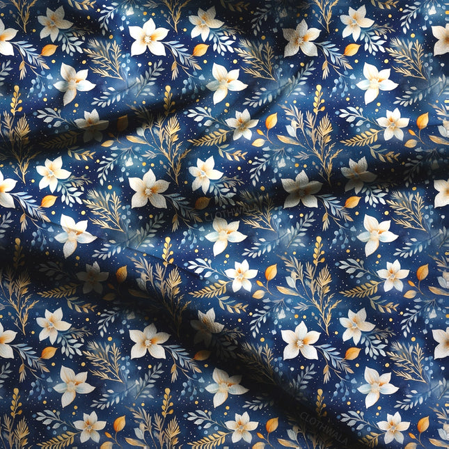 Latest Midnight Night Bloom Florals Serenade Soft Crepe Printed Fabric