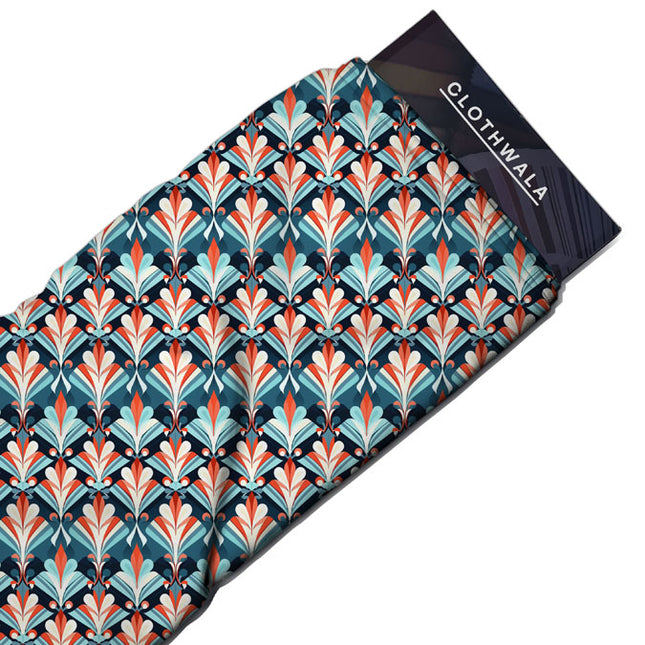 Premium Fleurette Art Nouveau - Botanical Elegance Artisanal Soft Crepe Printed Fabric