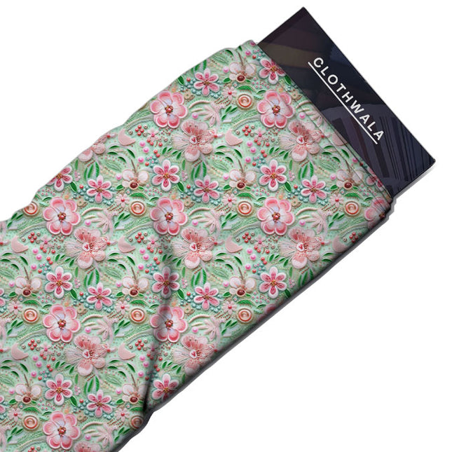 Elite Springtime Floral Harmony Soft Crepe Printed Fabric