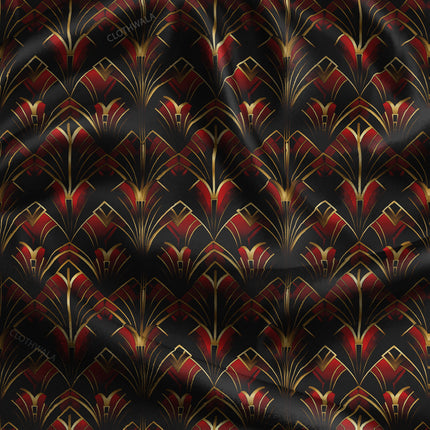 Trendy Ruby Geometric Deco uSoft Satin Printed Fabric