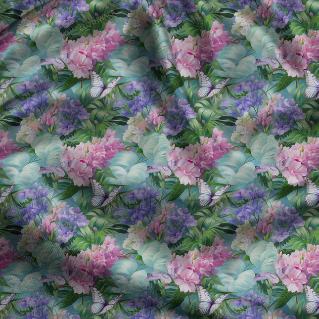 Luxury Hydrangea Botanical Elegance Harmony uSoft Satin Printed Fabric