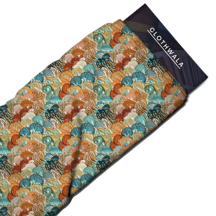 Hotpick Seashell Nautical Spectrum Cascade Soft Crepe Printed Fabric