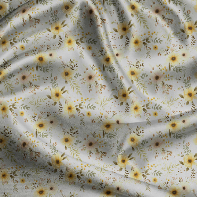 Hotpick Sun-Kissed Floral Daisy uSoft Satin Printed Fabric